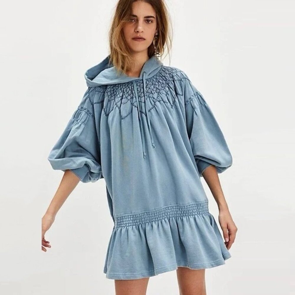 Free People Marty Smocked Mini Dress NWOT
